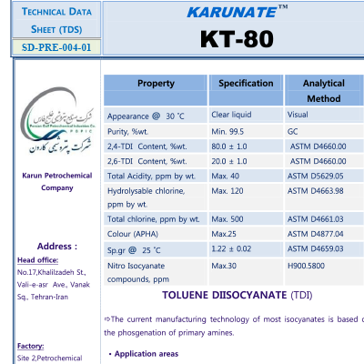 TOLUENE DIISOCYANATE (TDI) KT 80